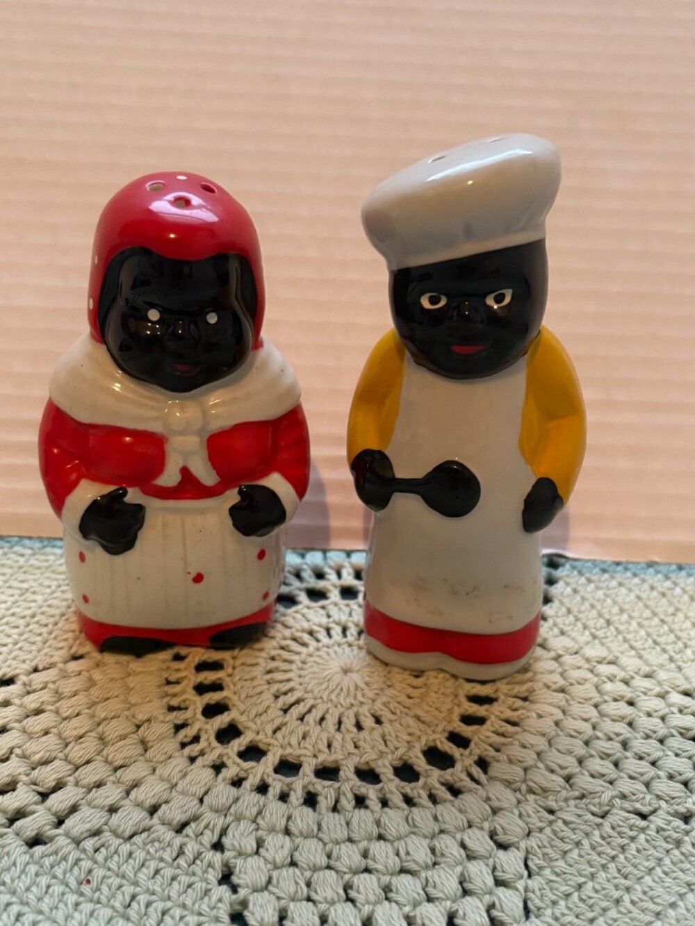 Vintage 1950s Aunt Jemima & Uncle Mose Black Americana Porcelain S&P Shakers